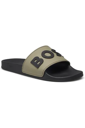 HUGO BOSS Kirk_Slid_Rblg_N Shoes Summer Shoes Sandals Pool Sliders Green