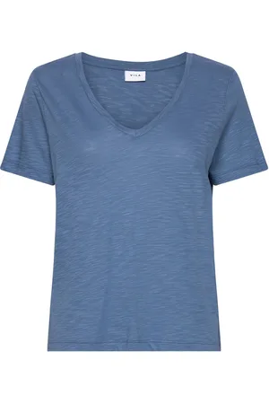 VILA Vinova V-Neck S/S Top-Noos Tops T-shirts & Tops Short-sleeved Blue