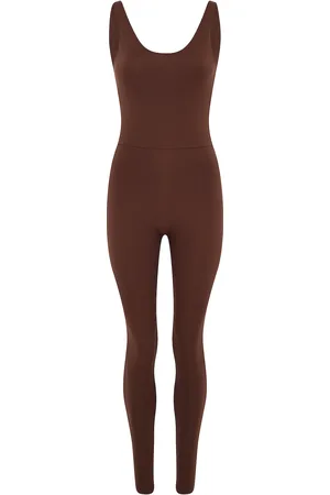 GIRLFRIEND COLLECTIVE Scoop Back Unitard, Long Bottoms Jumpsuits Brown