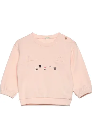 Benetton Sweater L/S Tops Sweat-shirts & Hoodies Sweat-shirts Pink