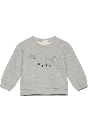Benetton Sweater L/S Tops Sweat-shirts & Hoodies Sweat-shirts Grey