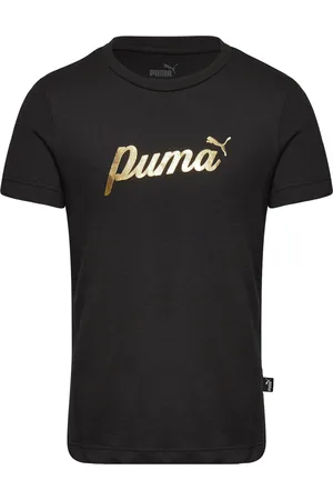 PUMA Ess+ Script Metallic Tee G Tops T-shirts Short-sleeved Black