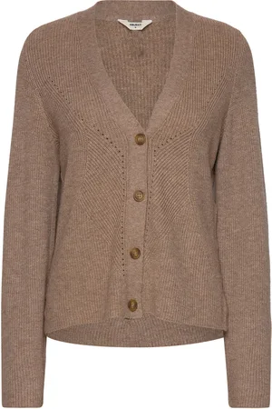 Object Objditte Re L/S Knit Cardigan Noos Tops Knitwear Cardigans Brown
