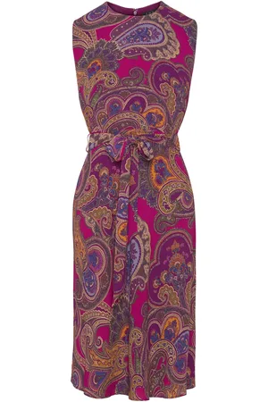 Ralph Lauren Paisley Belted Bubble Crepe Dress Lyhyt Mekko Pink
