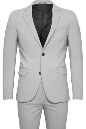Lindbergh Plain Mens Suit - Normal Length Puku Grey