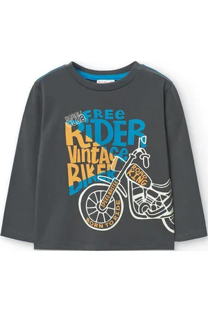 Boboli Knit T-Shirt For Baby Boy -Bci Tops T-shirts Long-sleeved T-shirts Grey