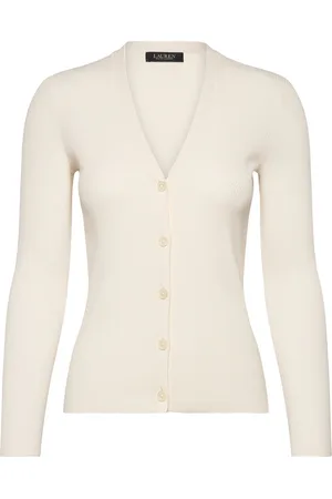 Ralph Lauren Ribbed V-Neck Cardigan Tops Knitwear Cardigans Cream
