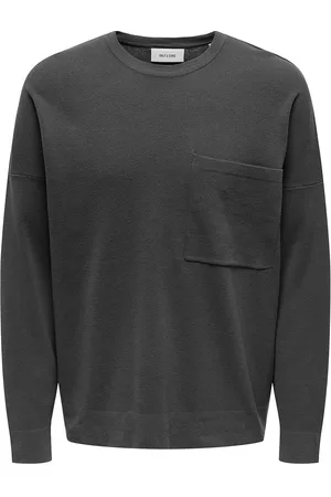 Only & Sons Onslamai Ovz 12 Ls Pocket Crew Knit Tops Knitwear Round Necks Grey