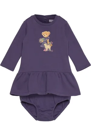 Ralph Lauren Polo Bear Fleece Dress & Bloomer Bodies Long-sleeved Blue