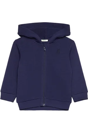 Benetton Jacket W/Hood L/S Tops Sweat-shirts & Hoodies Hoodies Navy