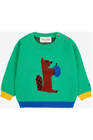Bobo Choses Baby Hungry Squirrel Jumper Tops Knitwear Pullovers Green