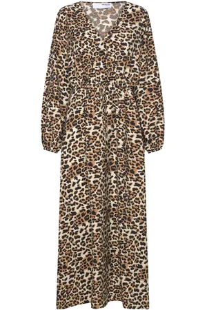SELECTED Slfsalli-Damina Ls Aop Ankle Dress B Maksimekko Juhlamekko Brown