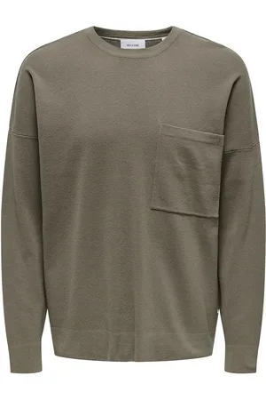 Only & Sons Onslamai Ovz 12 Ls Pocket Crew Knit Tops Knitwear Round Necks Green