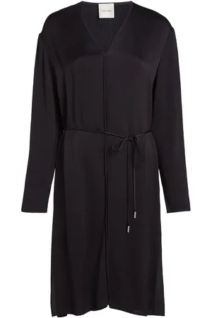 Calvin Klein Hammered Satin V Neck Dress Lyhyt Mekko Black