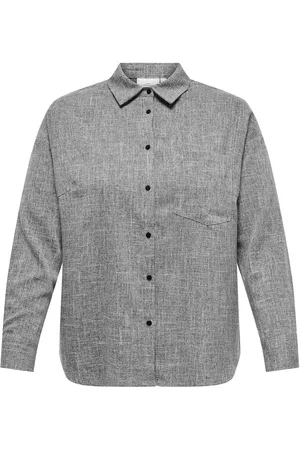 ONLY Carsuttin L/S Loose Shirt Wvn Tops Shirts Long-sleeved Grey