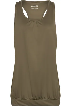 ZEBDIA Women Sports Top Sport T-shirts & Tops Sleeveless Khaki Green