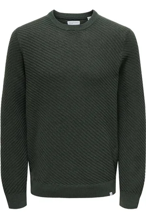 Only & Sons Onsfoster Life Reg 7 Struc Crew Knit Tops Knitwear Round Necks Green