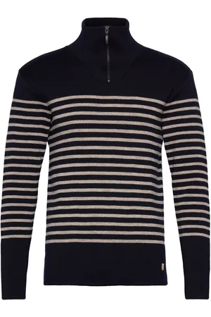 Armor.lux Sweater Zip-Up Collar Héritage Tops Knitwear Half Zip Jumpers Navy