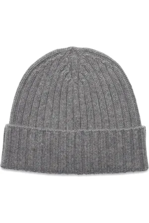 Oscar Jacobson Knitted Cashmere Beanie Accessories Headwear Beanies Grey