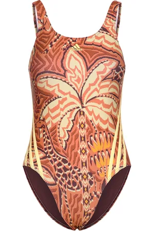 adidas Adidas X Farm Swimsuit 3 Stripes Sport Women Sport Clothing Sport Swimwear Sport Swimsuits Brown