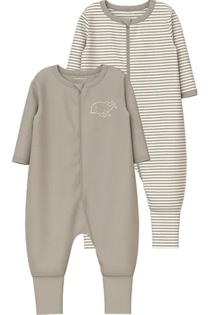 NAME IT Nbnnightsuit 2P Zip Ff Y/D Core 2 Noos Pitkähihainen Body Beige