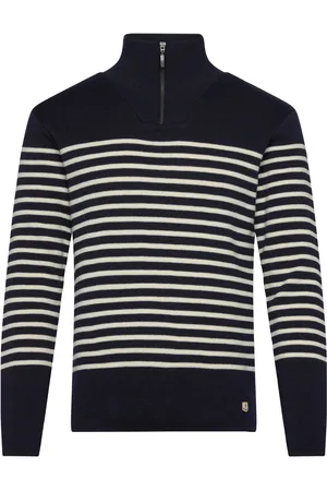 Armor.lux Sweater Zip-Up Collar Héritage Tops Knitwear Half Zip Jumpers Navy