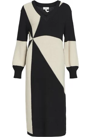 Object Objmalena L/S Knit Aop Dress Maksimekko Juhlamekko Black
