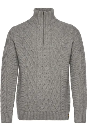 Superdry Jacob Cable Knit Half Zip Tops Knitwear Half Zip Jumpers Grey