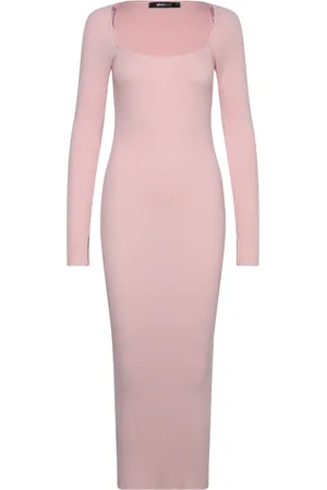 Gina Tricot Knitted Midi Dress Polvipituinen Mekko Pink
