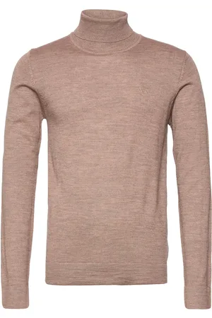 Lindbergh Merino Knit Roll-Neck Tops Knitwear Turtlenecks Beige