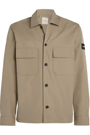 Calvin Klein Cotton Nylon Overshirt Tops Overshirts Beige