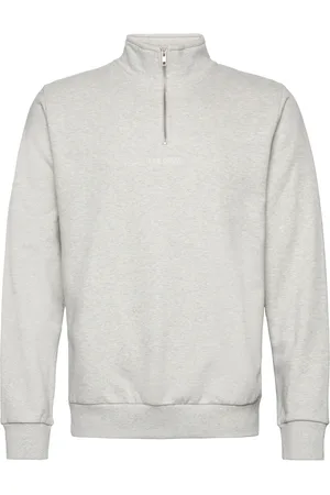 Les Deux Dexter Half-Zip Sweatshirt Tops Sweat-shirts & Hoodies Sweat-shirts Grey