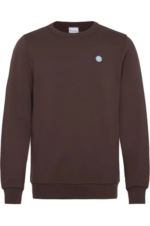 Knowledge Cotton Apparal Basic Badge Sweat - Gots/Vegan Tops Sweat-shirts & Hoodies Sweat-shirts Brown