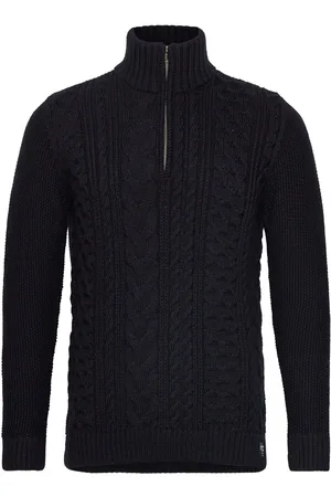 Superdry Jacob Cable Knit Half Zip Tops Knitwear Half Zip Jumpers Navy