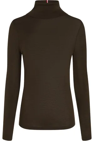 Tommy Hilfiger Merino Roll-Nk Sweater Tops Knitwear Turtleneck Brown