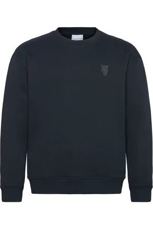 Knowledge Cotton Apparal Loose Fit Heavy Diagonal Structure Tops Sweat-shirts & Hoodies Sweat-shirts Navy