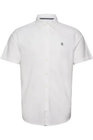 Original Penguin Ss Oxford Strtch No Tops Shirts Short-sleeved White