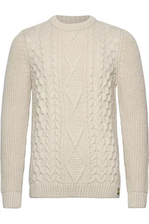 Superdry Jacob Cable Jumper Tops Knitwear Round Necks Cream