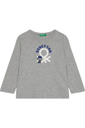 Benetton T-Shirt L/S Tops T-shirts Long-sleeved T-shirts Grey