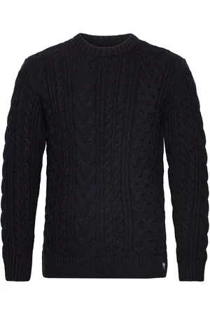 Superdry Jacob Cable Jumper Tops Knitwear Round Necks Navy