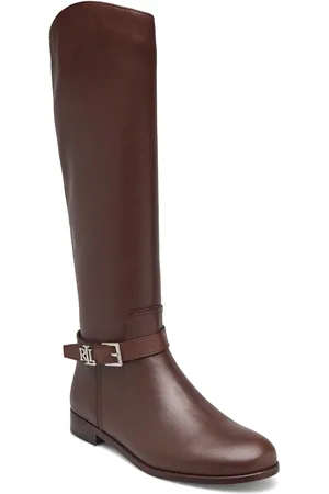 Ralph Lauren Brooke Burnished Leather Riding Boot Korkeavartiset Saapikkaat Brown