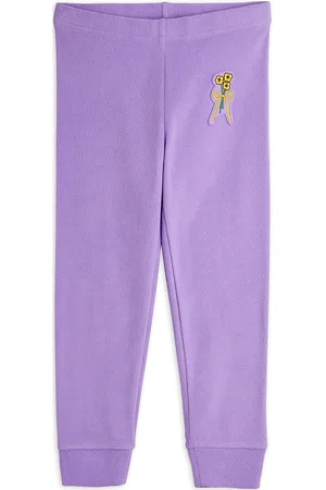 Mini Rodini Winter Flowers Microfleece Trousers Outerwear Fleece Outerwear Fleece Trousers Purple