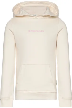 TOM TAILOR Printed Logo Hoody Tops Sweat-shirts & Hoodies Hoodies Cream