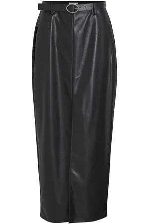 VILA Vidagmar Hw Coated Skirt/R Skirts Maxi Skirts Black