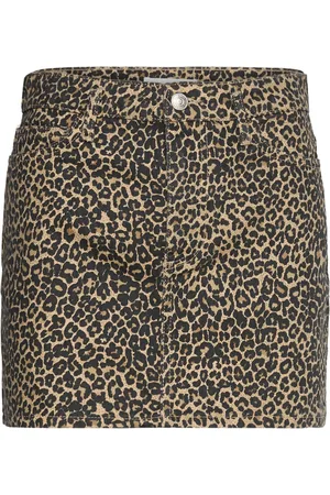 MANGO Leopard-Print Denim Mini-Skirt Skirts Short Skirts Brown