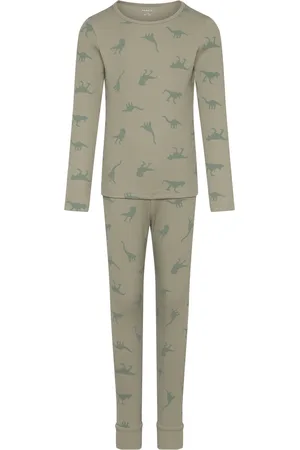 NAME IT Nmmnightset Agave Green Dino Rib Noos Pyjamasetti Pyjama Green