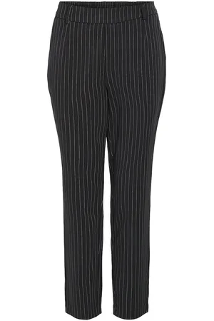 VILA Vivar Pattern Hw Slim Pant - Noos Bottoms Trousers Slim Fit Trousers Black