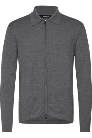 J Lindeberg Kaleb Merino Zip Cardigan Tops Knitwear Cardigans Grey