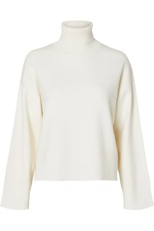 SELECTED Slfkamma Ls Knit Roll Neck Noos Tops Knitwear Turtleneck White