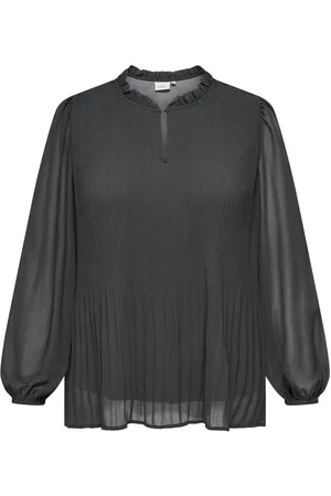 ONLY Carpiona L/S Plisse Blouse Wvn Tops Blouses Long-sleeved Black